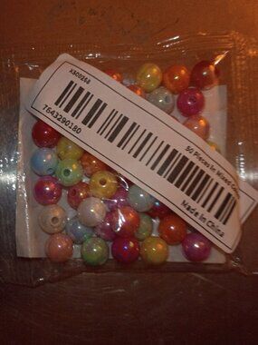 50 Piece Mixed Colors Pearl Style Beads Size 8mm NWT